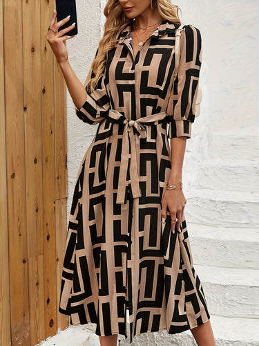 MyWestern Geometric Elegance Belted  Dress My Western